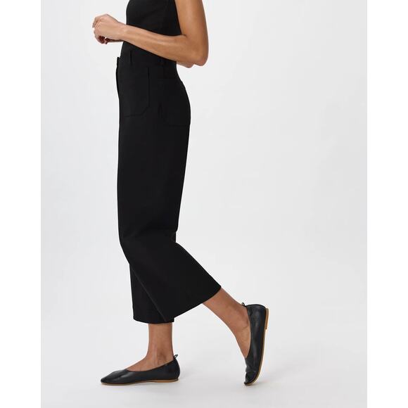 Quince NWT Ultra-Stretch Ponte Cropped Wide Leg Black Pants, Size 12 - Picture 2 of 13